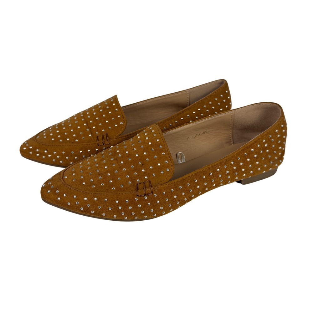Mudd Loafers Womens 6 Studded Faux Suede Pointed Toe Mustard‎ Boho